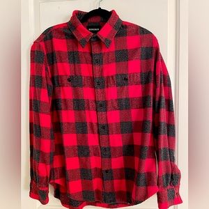 Bonobos Buffalo Check Red Button Up Shirt Size Large Slim Fit